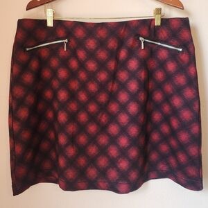 Maurices Red and Black Patterned Skirt